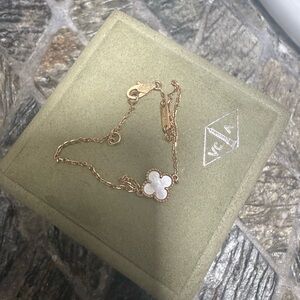 Van Cleef & Arpels Gold and White Clover Bracelet